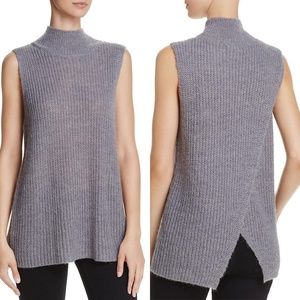 French Connection Women's Top M Sleeveless Crossback Mock Neck Sweater M Gray